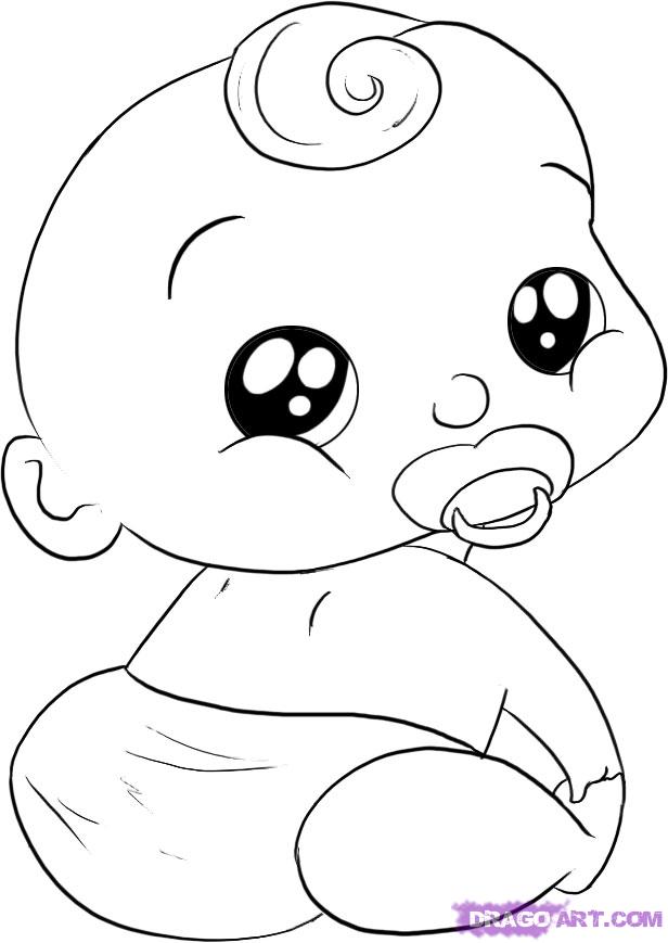 616x869 Draw A Baby Boy, Step - Drawing Baby