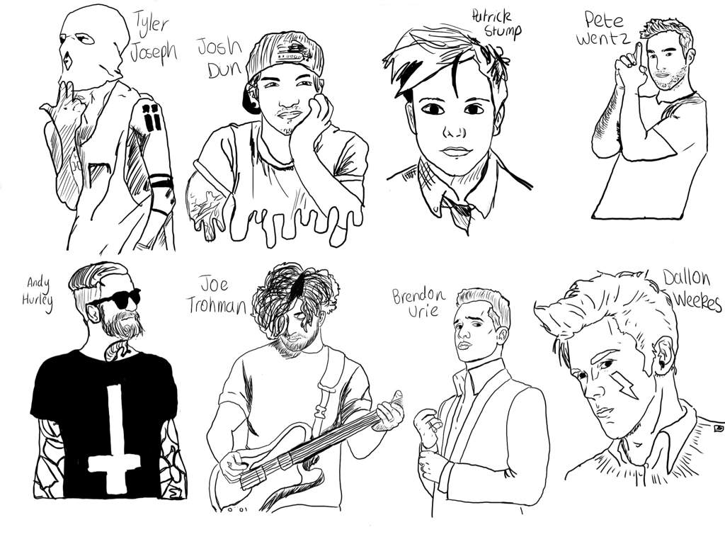 1024x768 band members drawing emo trinity + amino - Drawing Band