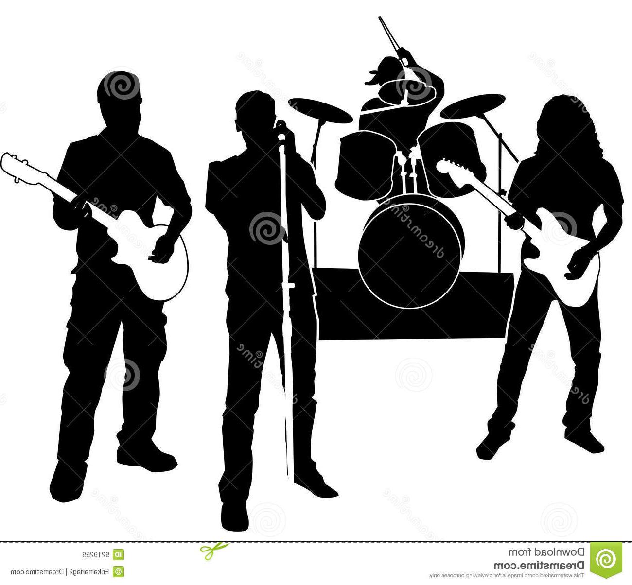 1300x1204 Top Silhouette Rock Band Drawing - Drawing Band