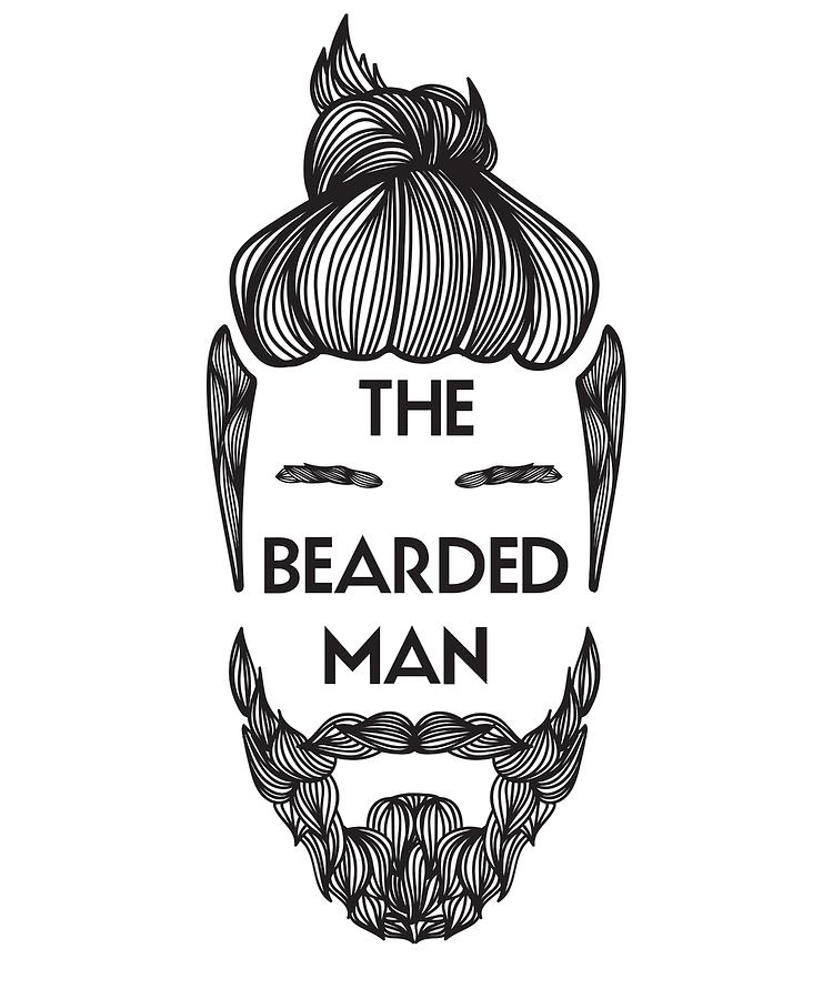 750x900 bearded man with man bun beard lover drawing - Drawing Beard