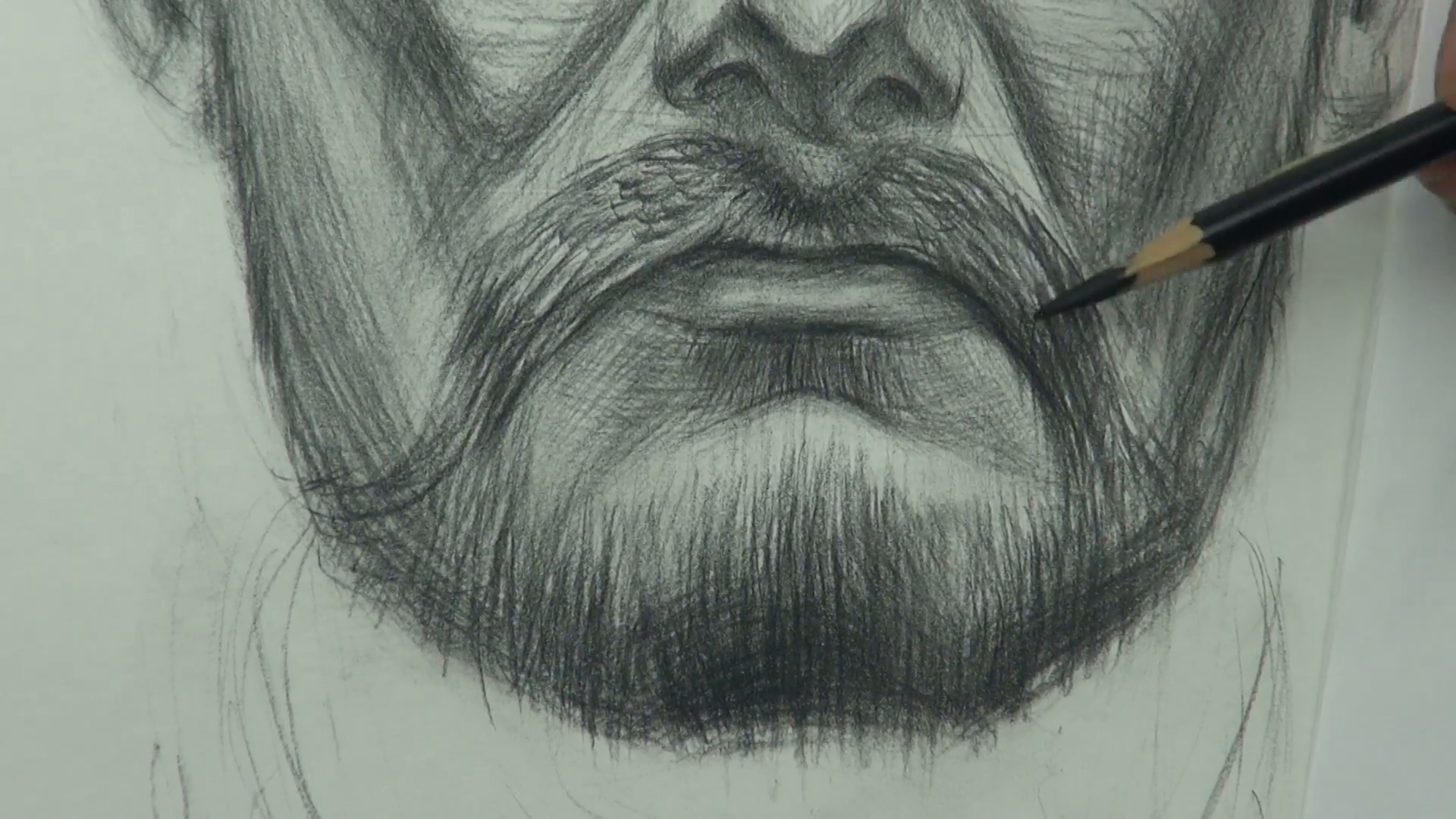 1920x1080 close up of drawing a study of a man's moustache and beard - Drawing Beard