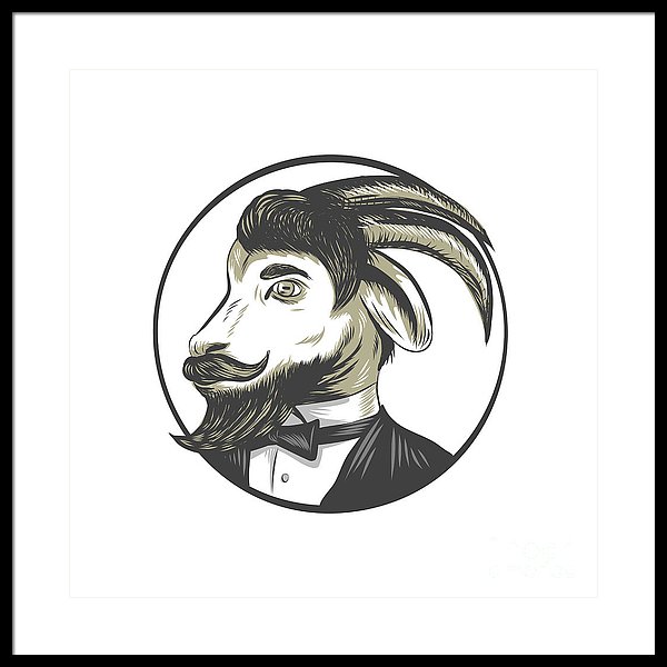600x600 goat beard tie tuxedo circle drawing framed print - Drawing Beard