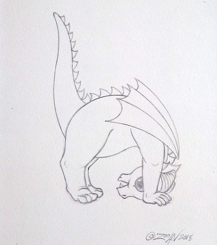 708x800 Dragon Baby Letter H - Drawing Before Painting