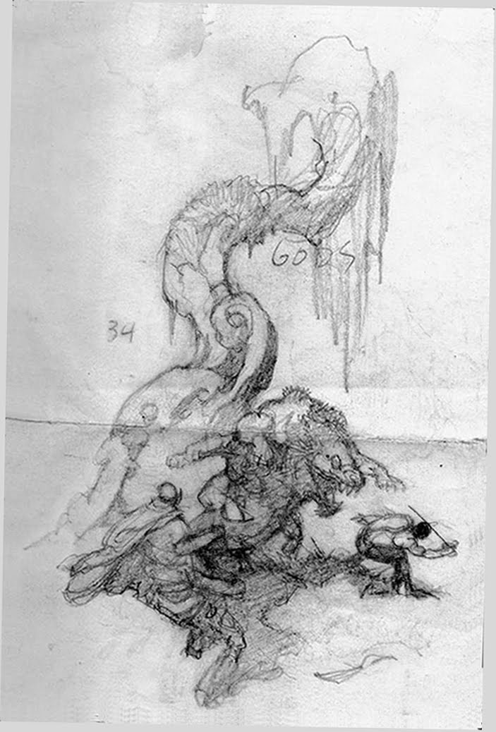 703x1038 a burning designer frank frazetta - Drawing Before Painting