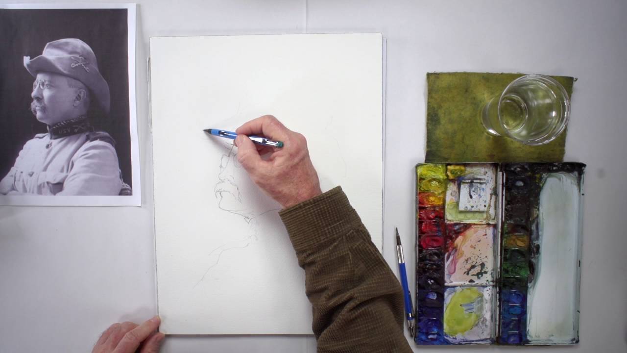 1280x720 Watercolor Portrait How To Sketch A Face Before Painting - Drawing Before Painting