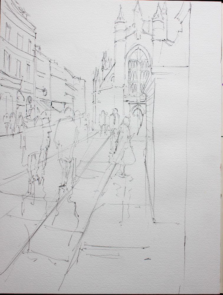 756x1000 Bath Centre, England, Painting Tutorial Step The Drawing It - Drawing Before Painting