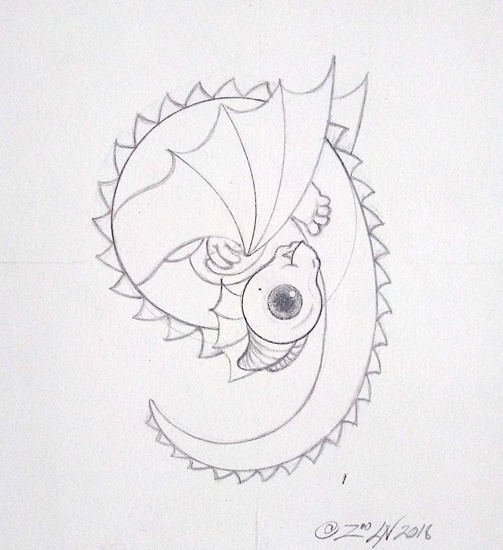 731x800 Dragon Baby Letter G - Drawing Before Painting