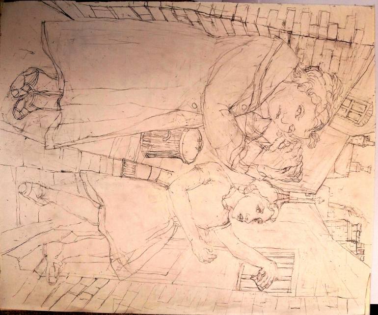 770x642 putting a bet on the horses drawing - Drawing Bet