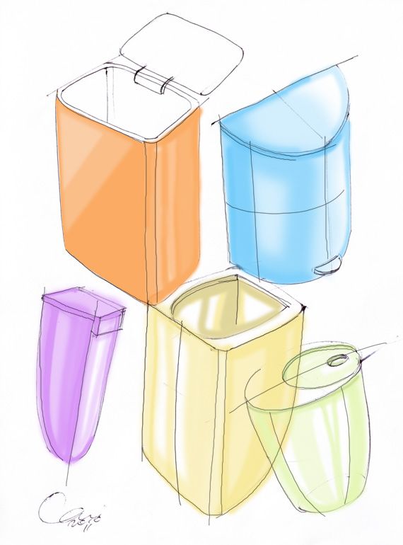 570x770 trash bin sketch, trash bin concept, trash bin drawing product - Drawing Bins