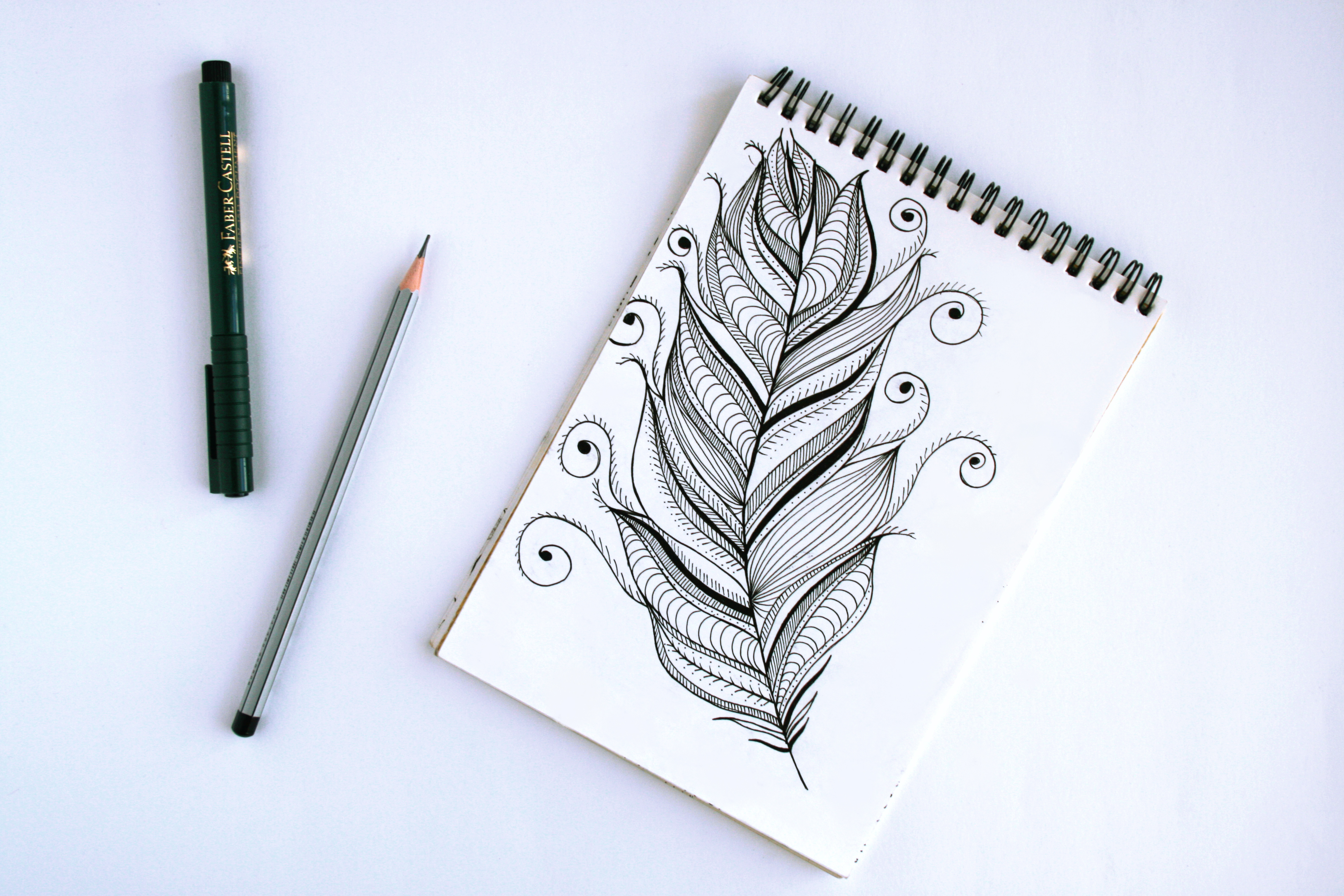 3888x2592 Spring Book With Feather Sketch Free Stock Photo - Drawing Book Download