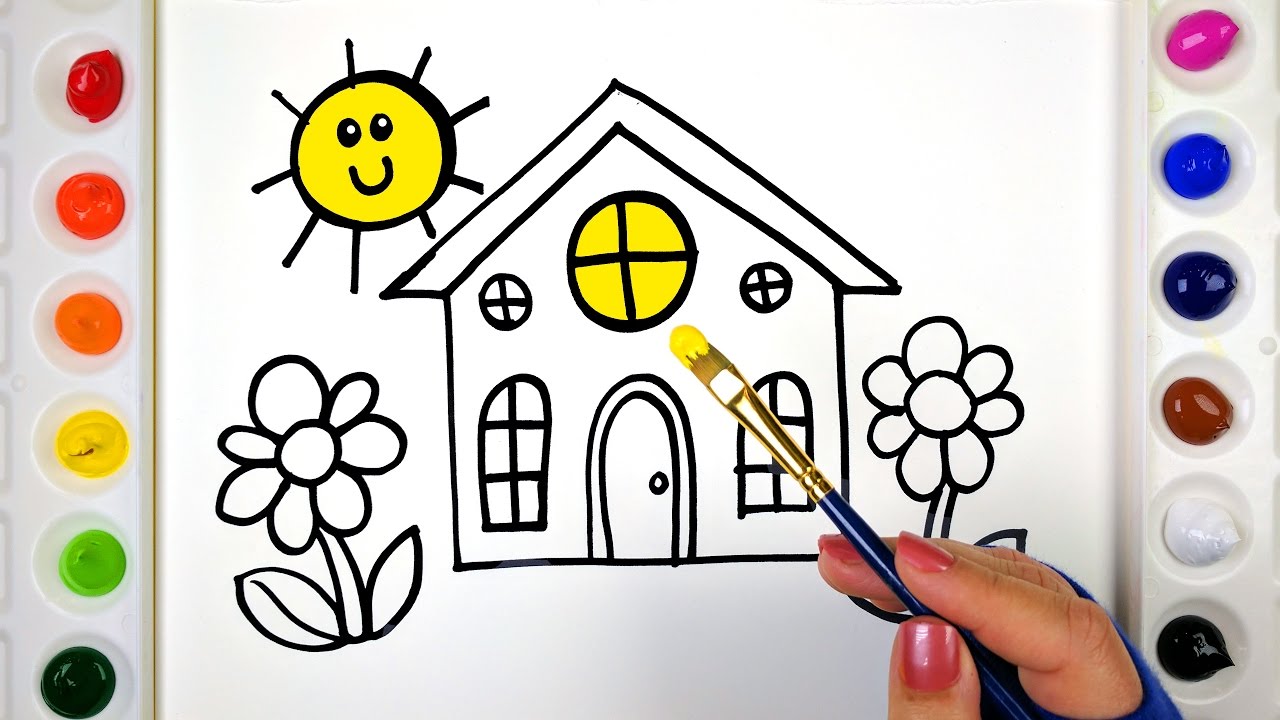 1280x720 House Coloring Pages For Kids Drawing, Colouring, Painting - Drawing Books For Kids