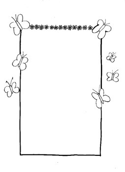 255x350 Butterlies Spring Writingdrawing Borderframe - Drawing Border