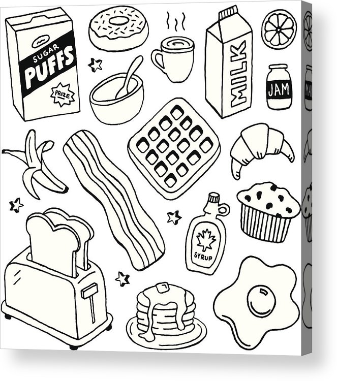 663x750 breakfast doodles acrylic print - Drawing Breakfast