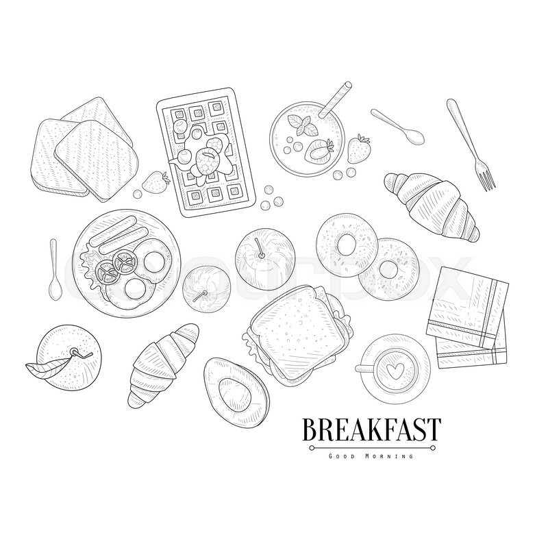 800x800 breakfast food isolated drawings set stock vector colourbox - Drawing Breakfast
