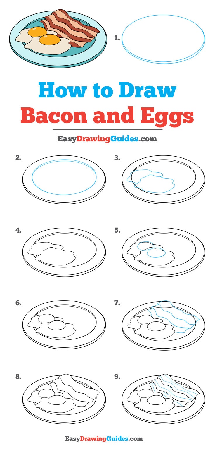 736x1541 how to draw bacon and eggs - Drawing Breakfast