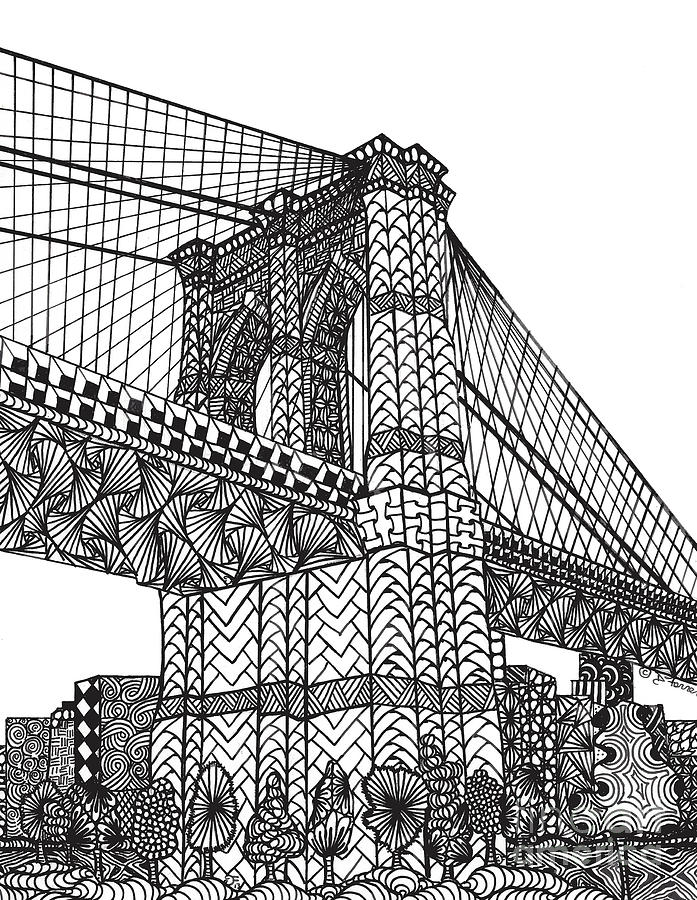 697x900 My Beloved Brooklyn Bridge Drawing - Drawing Brooklyn Bridge