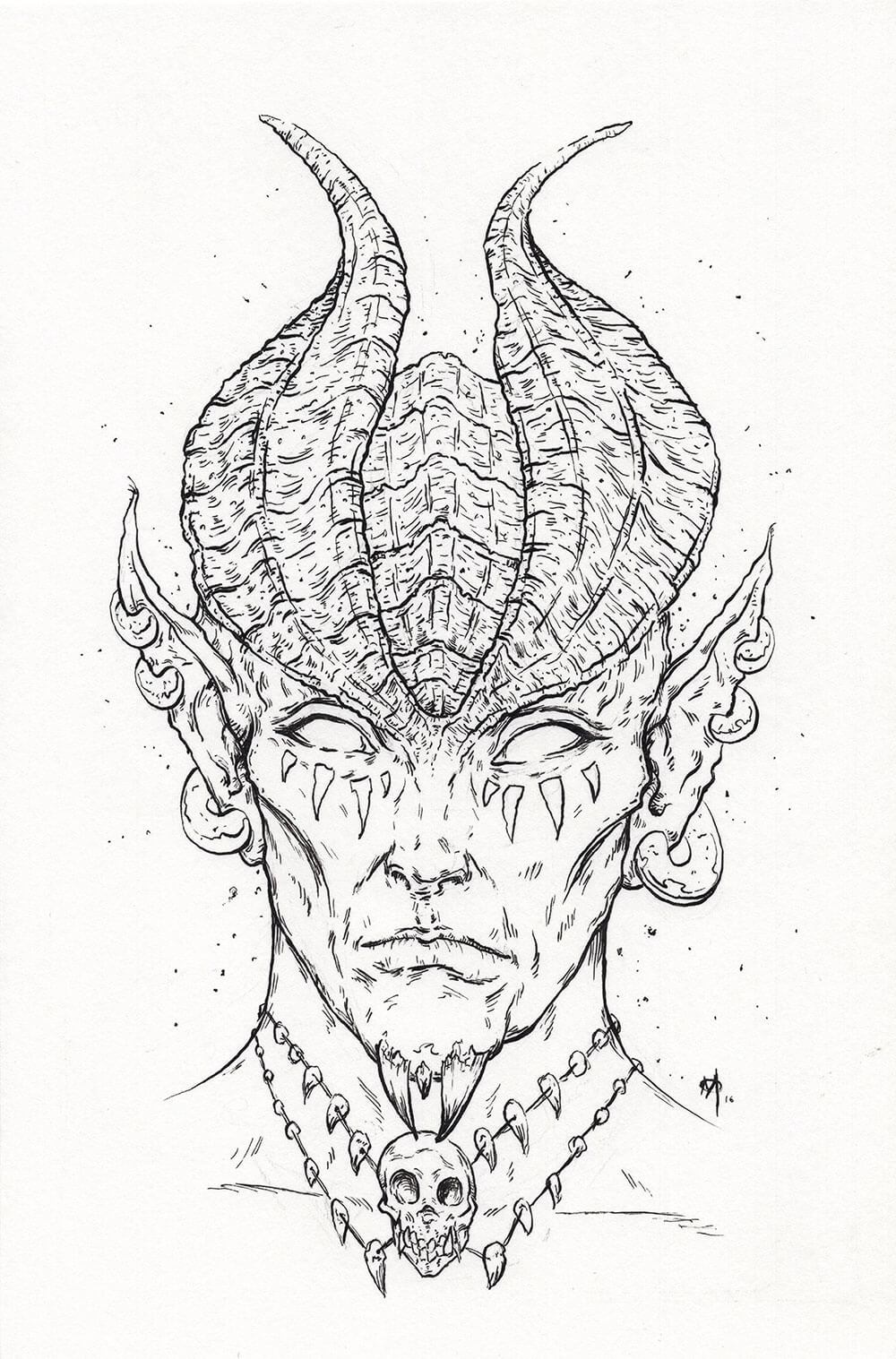 1000x1517 Horned Elf Prince Drawing Adam Miconi Artwork - Drawing By