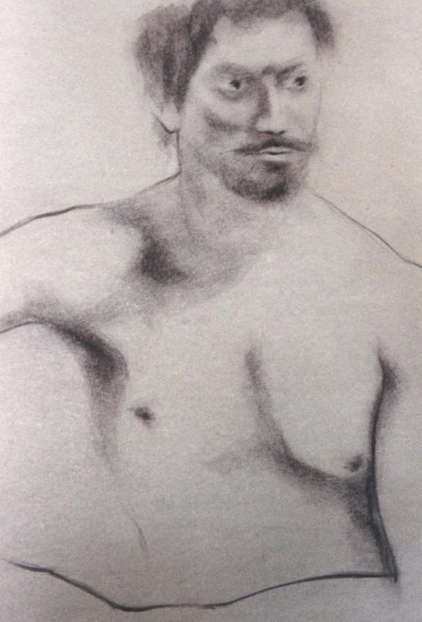 610x900 Man With Mustachio Drawing - Drawing By