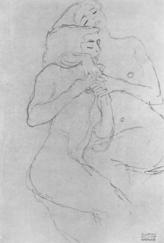 333x494 Zwei Sich Umarmende Junge Two Young Girls Embracing - Drawing By