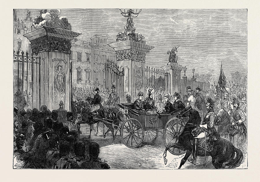 900x629 Drawing Royal Entry Into London The Procession At Buckingham - Drawing By