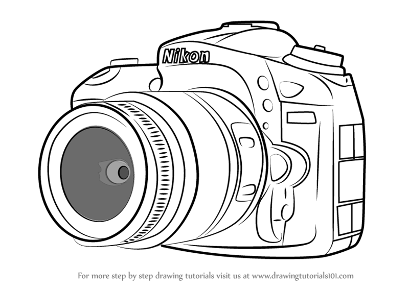 800x566 Learn How To Draw Nikon Dslr Camera - Drawing Camera