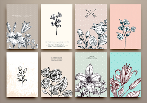 500x349 Cards Flowers Hand Drawing Vector Free Download - Drawing Card