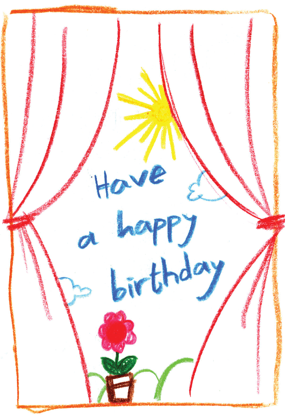 560x818 Child Drawn Scenery Birthday Card Greetings Island - Drawing Card