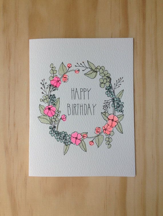 570x754 Floral Wreath Birthday Card Cards Birthday, Birthday Cards - Drawing Card