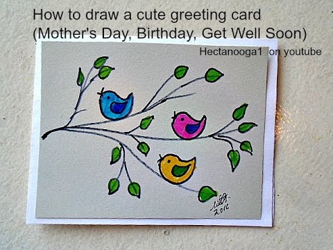 480x360 diy greeting card, how to draw a mother's day card, birthday card - Drawing Card