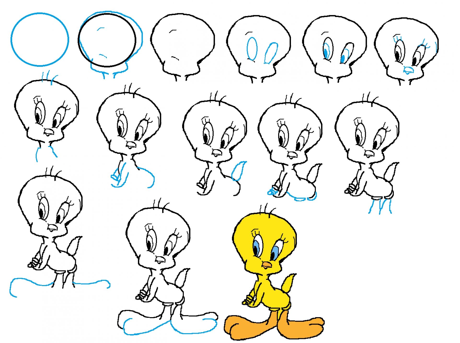 1920x1433 image for easy anime tweety how to draw cartoon characters step - Drawing Cartoon Animation