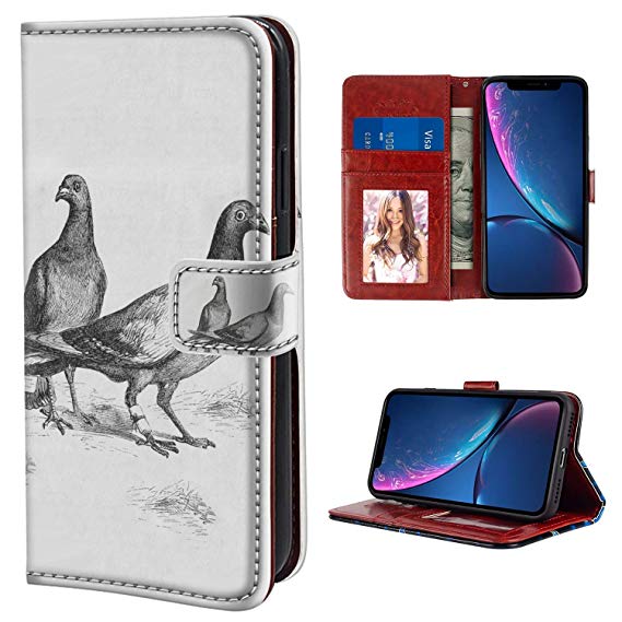 569x569 Iphone Xr Pigeon Drawing Case Leather Wallet Phone - Drawing Case
