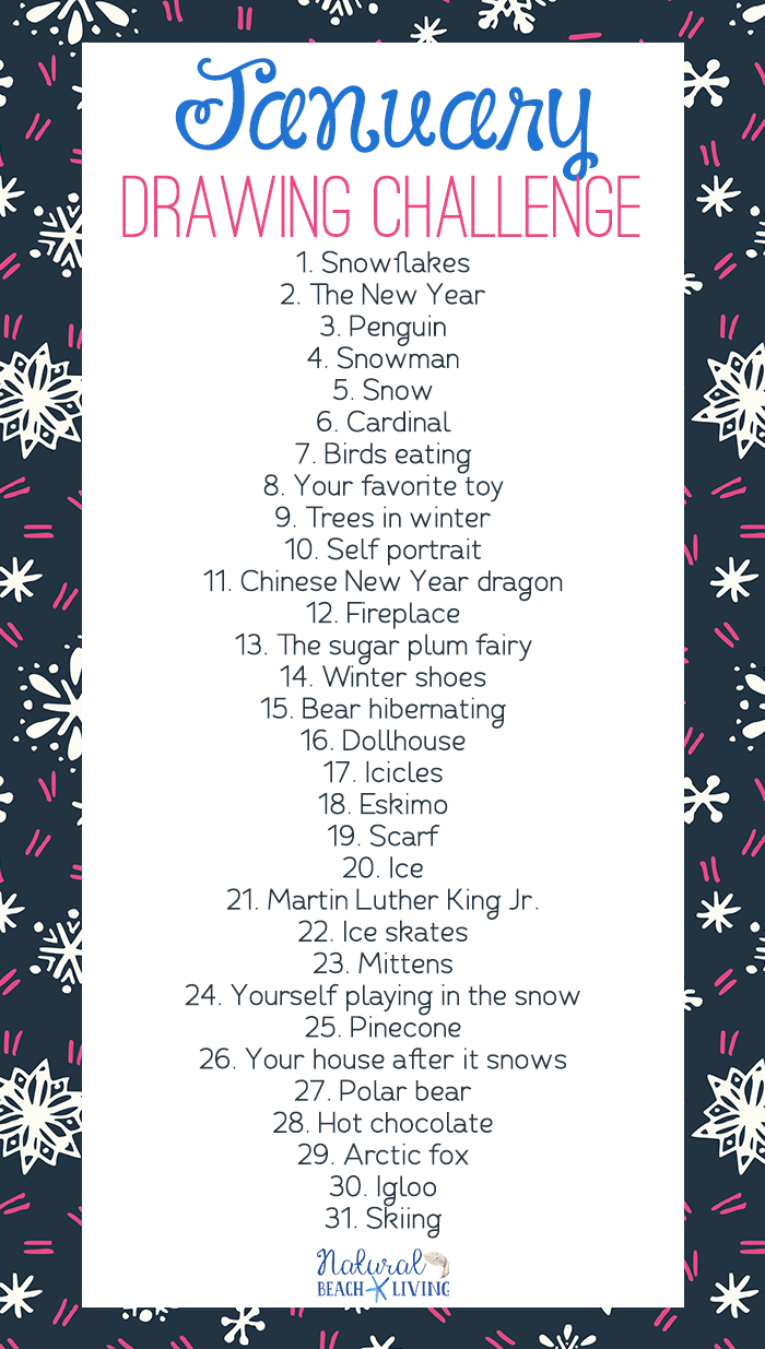 700x1235 january drawing challenge for kids and adults - Drawing Challenge