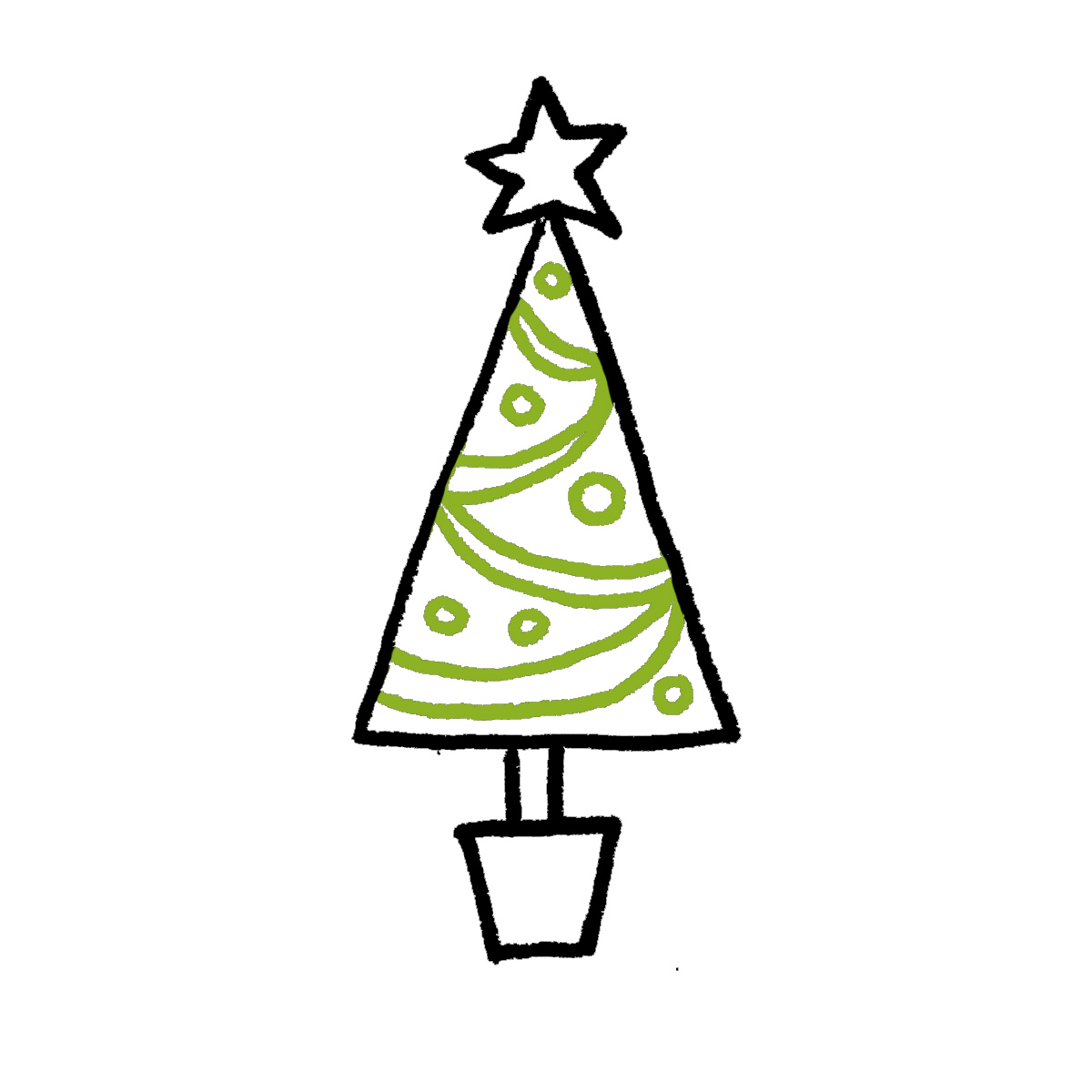 1200x1200 How To Draw A Christmas Tree Cartoon Tutorials - Drawing Christmas Pictures Step By Step
