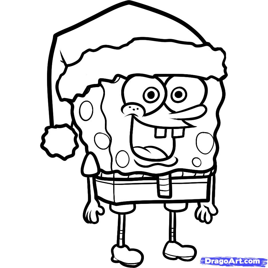 935x935 How To Draw Christmas Spongebob, Christmas Spongebob, Step - Drawing Christmas Pictures Step By Step