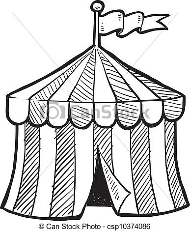 387x470 Circus Big Top Sketch Doodle Style Circus Tent In Vector Format - Drawing Circus