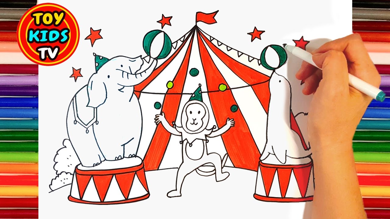 1280x720 Cute And Funny Drawing For Circus Animals Painting For Kids - Drawing Circus