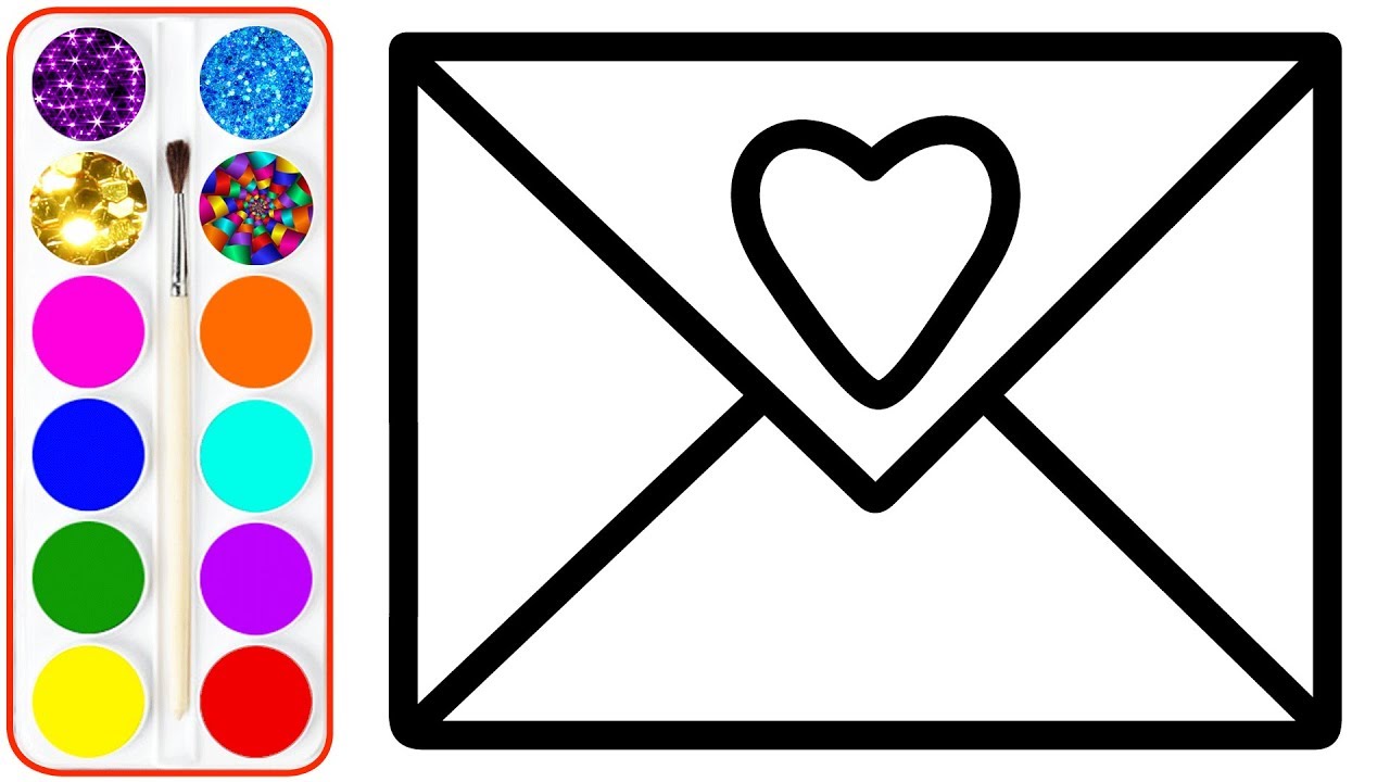 1280x720 envelope drawing coloring for kids - Drawing Coloring