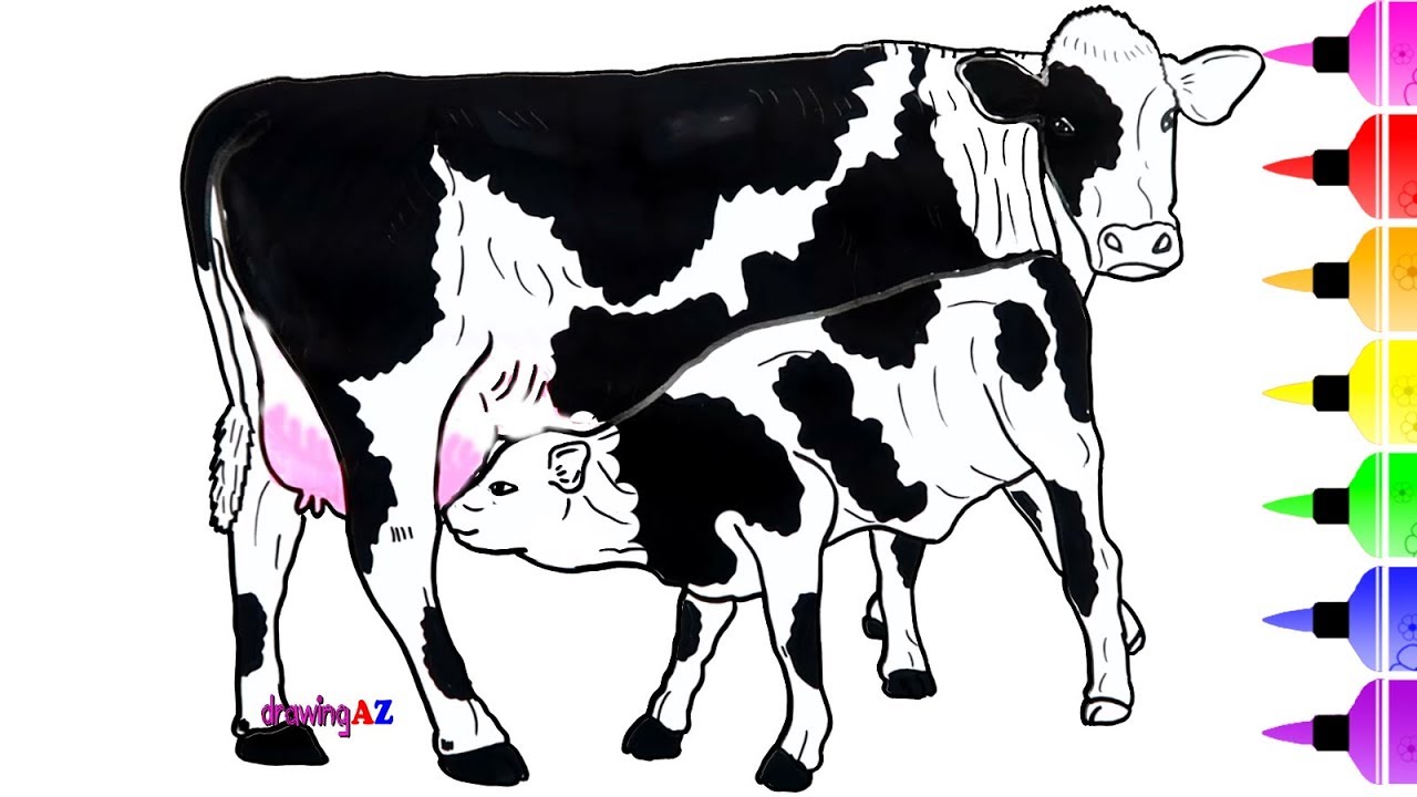 1280x720 Coloring Pages Of Animals With Cow Coloring - Drawing Coloring Pages