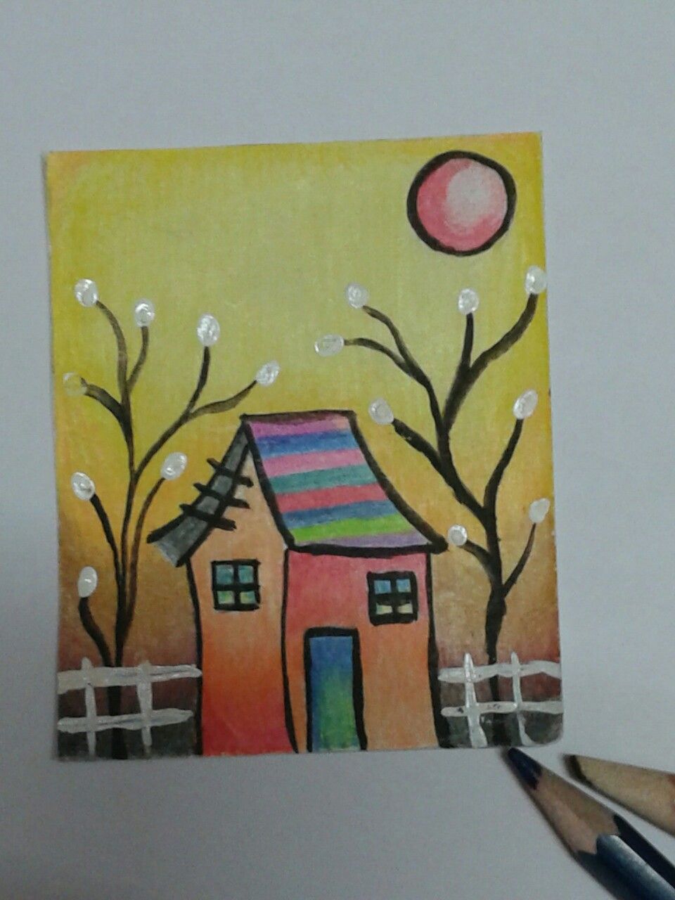 960x1280 Simple Pencil Colour Drawing Florous My Work Colorful Drawings - Drawing Colour