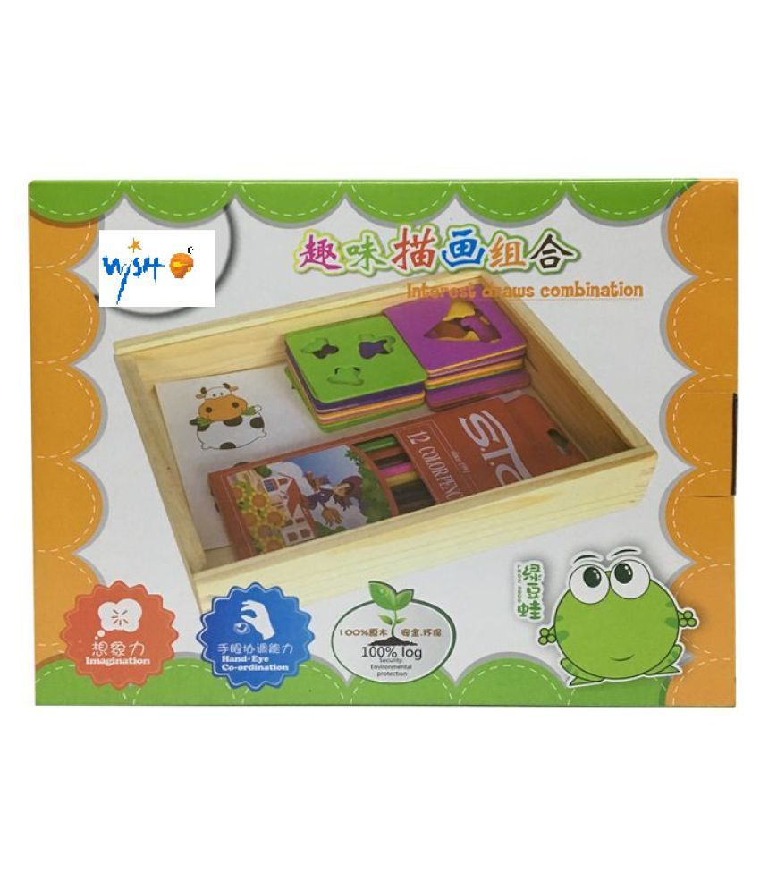 850x995 Wooden Educational Drawing Game Combination Set With Colour - Drawing Colour Game