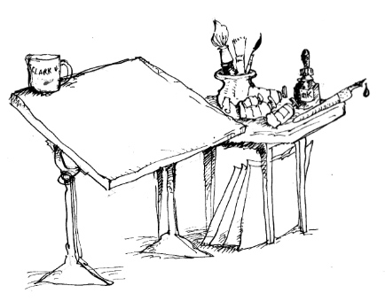 434x340 contact r w alley illustration for events, art, and more - Drawing Contact