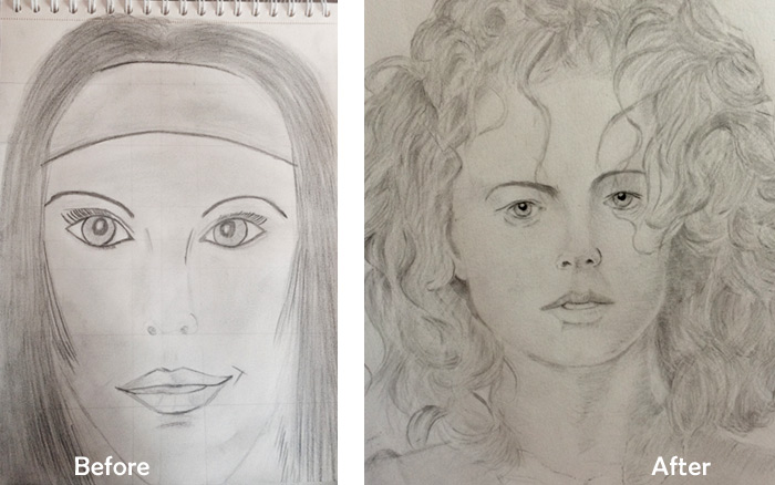 700x438 portraits before and after the drawing course - Drawing Course