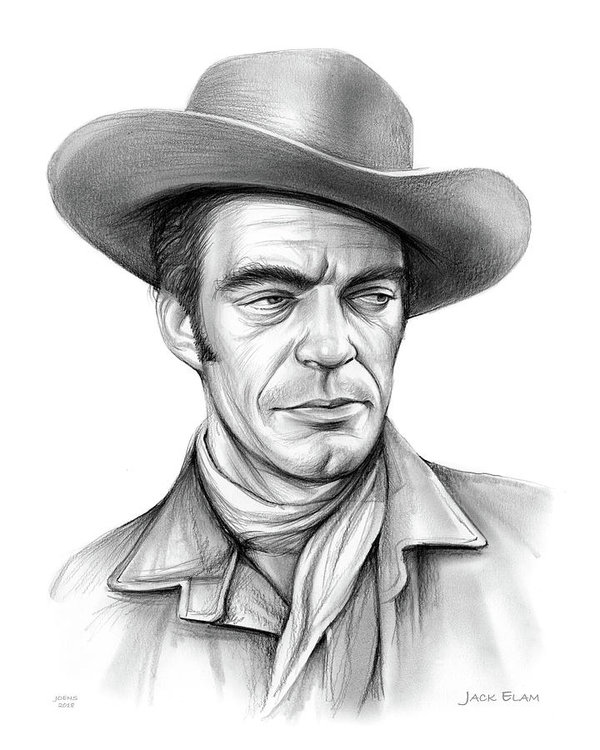 600x750 Cowboy Jack Elam Art Print - Drawing Cowboy