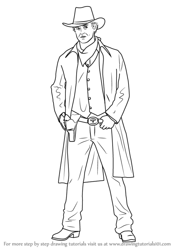 567x800 Learn How To Draw A Cowboy - Drawing Cowboy