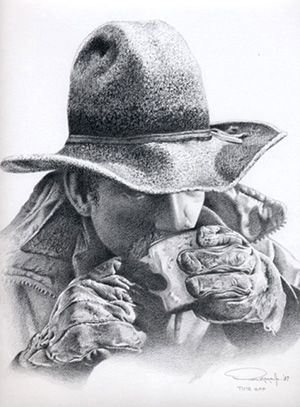 300x407 Cowboy Coffee Sketch Rustic Romance In Pencil Drawings - Drawing Cowboy
