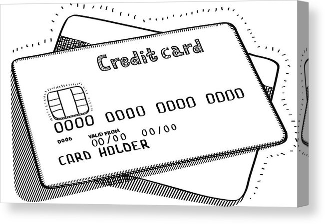 651x450 credit cards front and back illustration canvas print canvas art - Drawing Credit