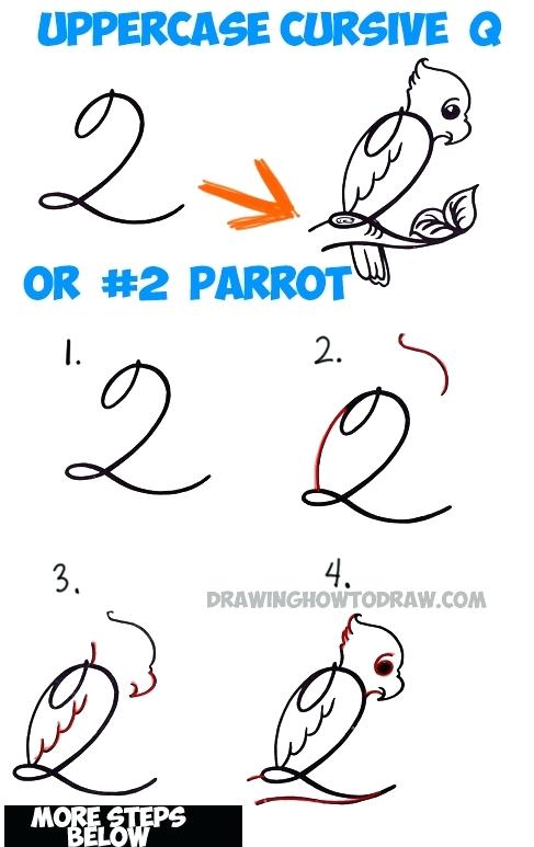 487x773 capital cursive q letter how to draw cartoon parrot from number - Drawing Cursive Letters