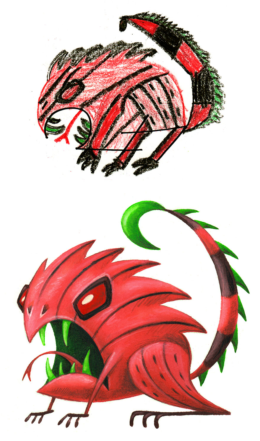 880x1494 i spent the summer drawing pieces of monster art based - Drawing Designs For Kids