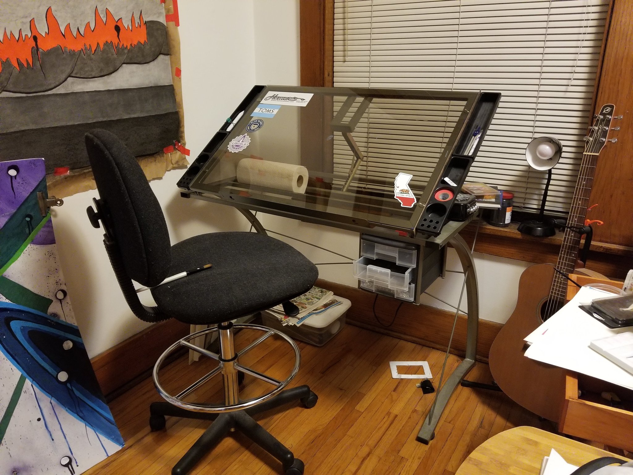 2048x1536 Glass Top And Metal Frame Adjustable Drawing Desk The Drawing - Drawing Desk