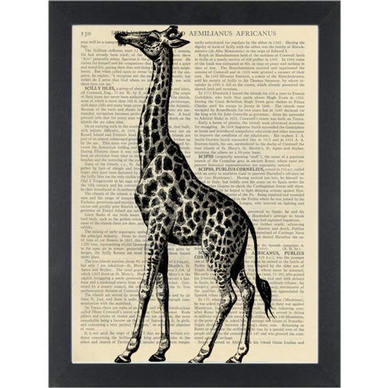 794x794 Giraffe Vintage Drawing Dictionary Art Print Etsy - Drawing Dictionary
